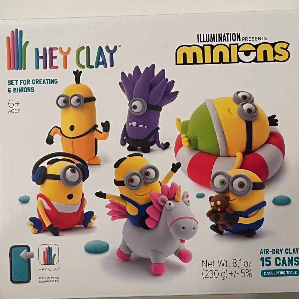 HEY CLAY Despicable Me Minions Air Dry Modeling Clay Set 15 Cans & Tools 💗 NEW
